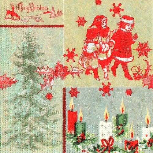 2 serviettes papier - noêl - 48