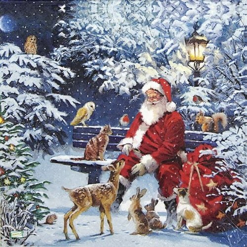 2 serviettes papier -père noêl- 75