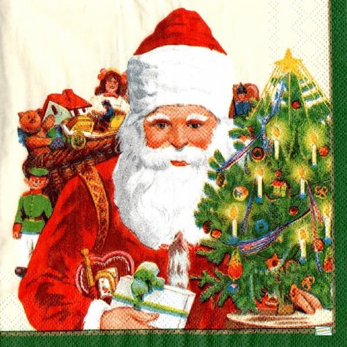 2 serviettes papier -père noêl- 77