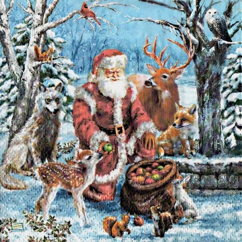 2 serviettes papier -père noêl- 91