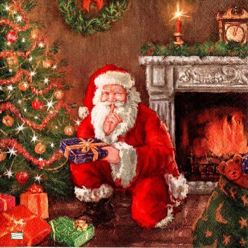 2 serviettes papier -père noêl- 95