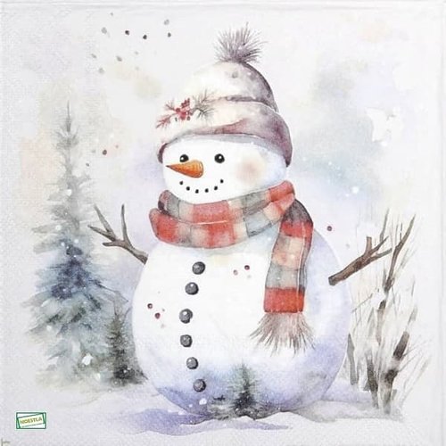2 serviettes papier - bonhomme de neige - 10