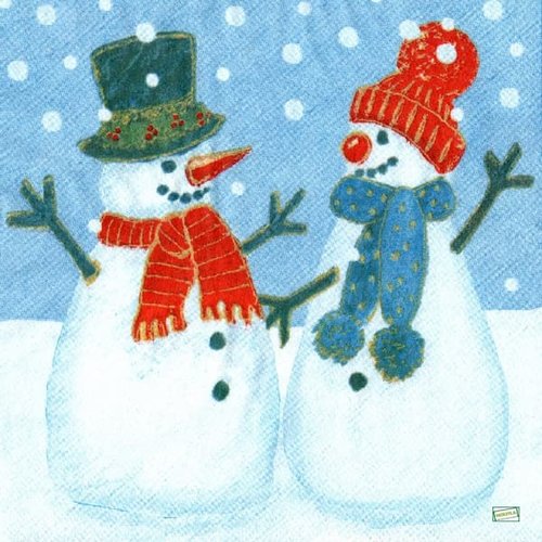 2 serviettes papier - bonhomme de neige - 14