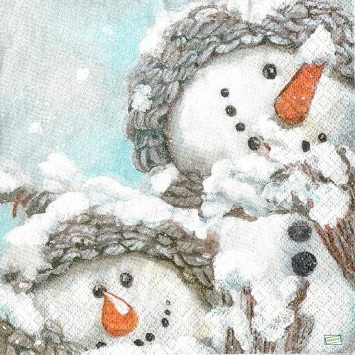 2 serviettes papier - bonhomme de neige - 15