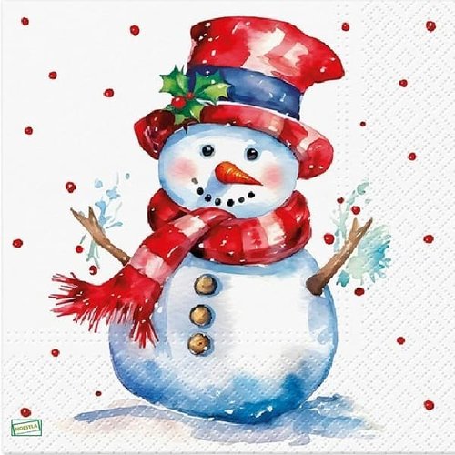 2 serviettes papier - bonhomme de neige - 29