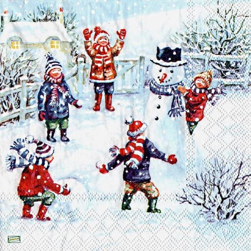 2 serviettes papier - bonhomme de neige - 30