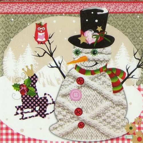 2 serviettes papier - bonhomme de neige - 36