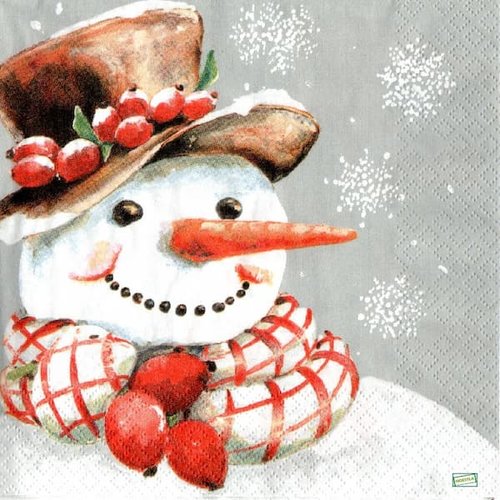 2 serviettes papier - bonhomme de neige - 40