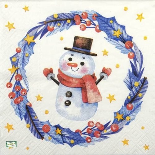 2 serviettes papier - bonhomme de neige - 53