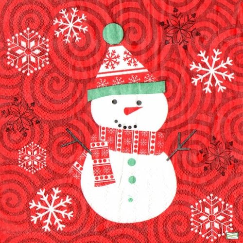 2 serviettes papier - bonhomme de neige - 54