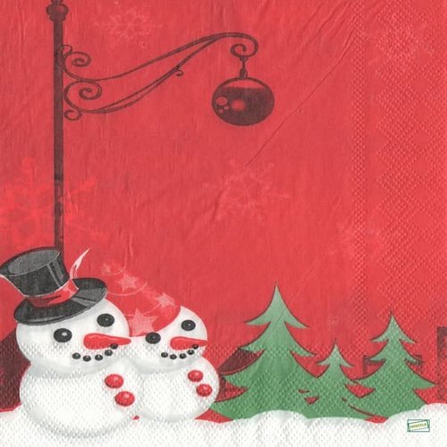 2 serviettes papier - bonhomme de neige - 55