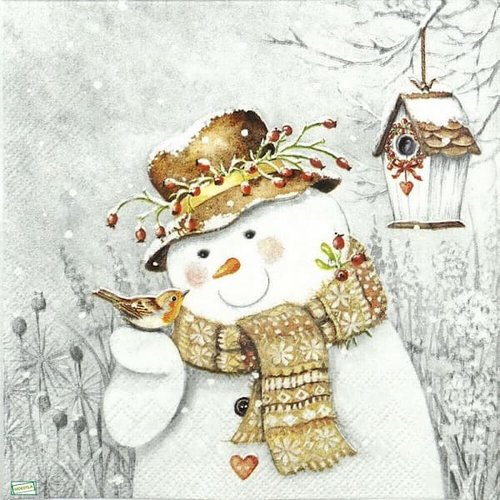 2 serviettes papier - bonhomme de neige - 78