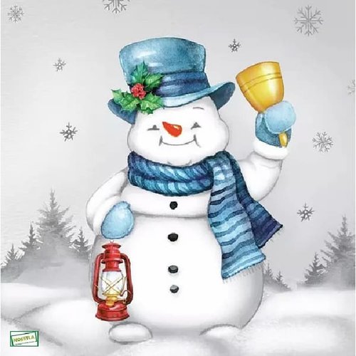 2 serviettes papier - bonhomme de neige - 85