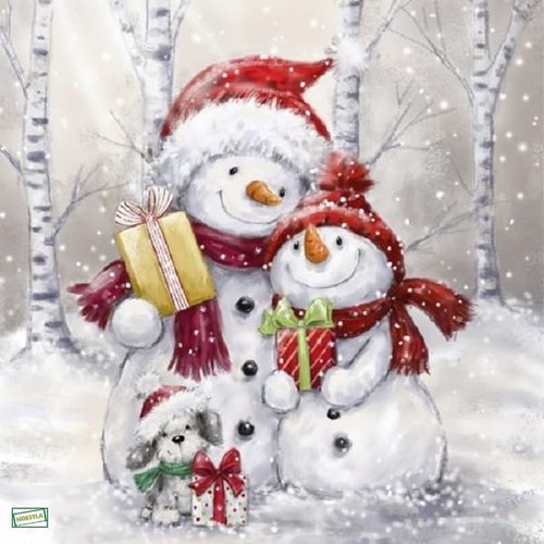 2 serviettes papier - bonhomme de neige - 87