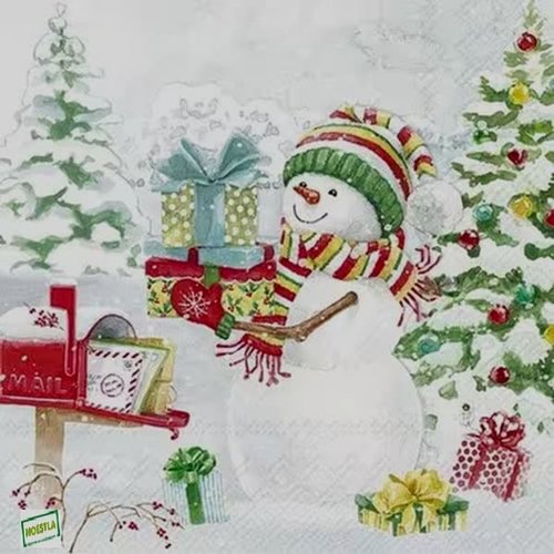 2 serviettes papier - bonhomme de neige - 92
