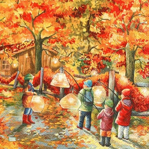 2 serviettes papier - divers -52