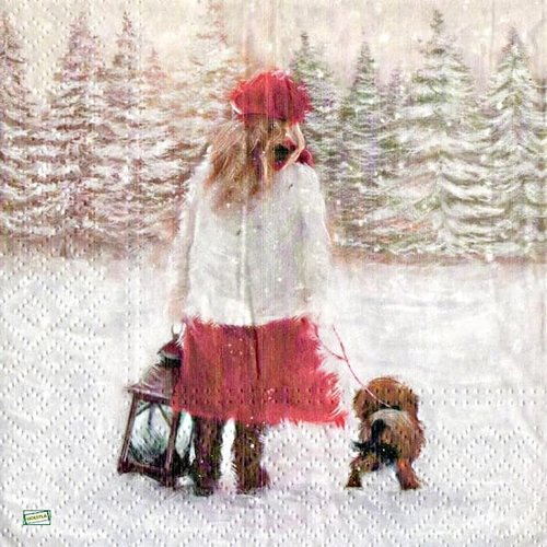 2 serviettes papier - paysage de neige- 8