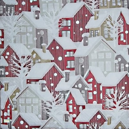 2 serviettes papier - paysage de neige- 9