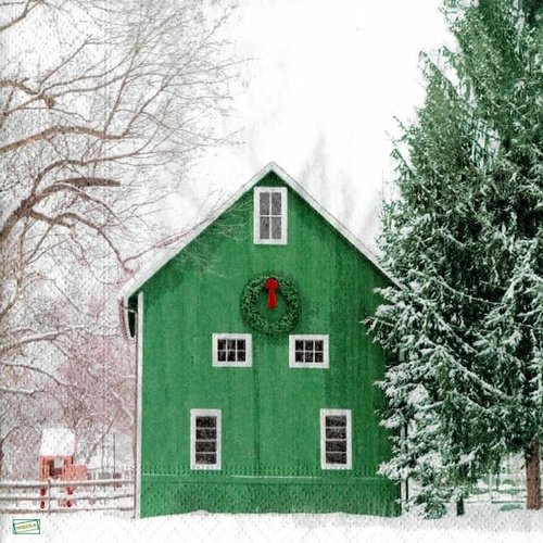 2 serviettes papier - paysage de neige- 13