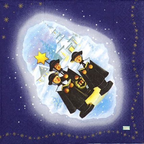 2 serviettes papier - paysage de neige- 14