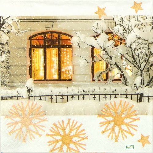 2 serviettes papier - paysage de neige- 17