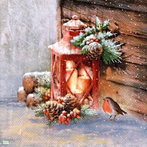 2 serviettes papier - paysage de neige- 19