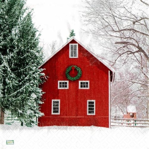 2 serviettes papier - paysage de neige- 24