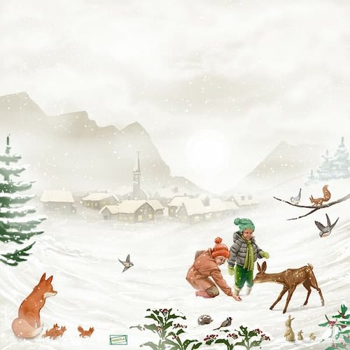 2 serviettes papier - paysage de neige- 37