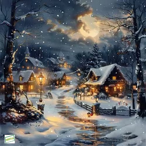 2 serviettes papier - paysage de neige- 43