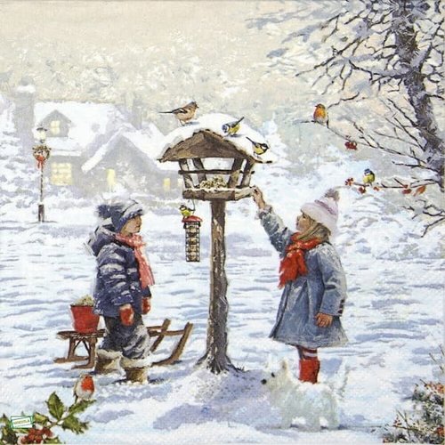 2 serviettes papier - paysage de neige- 46