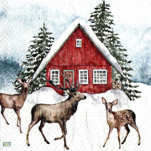 2 serviettes papier - paysage de neige- 47