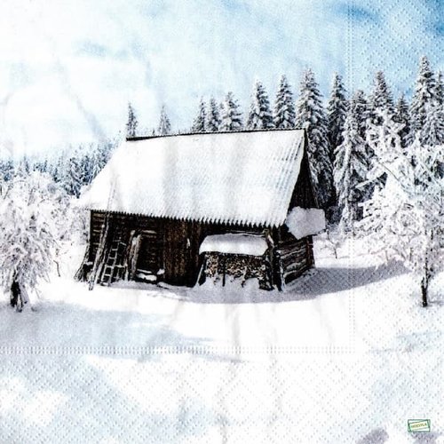 2 serviettes papier - paysage de neige- 50