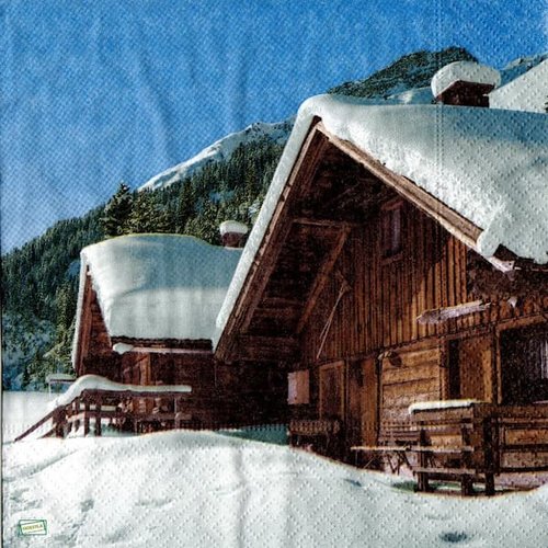 2 serviettes papier - paysage de neige- 57