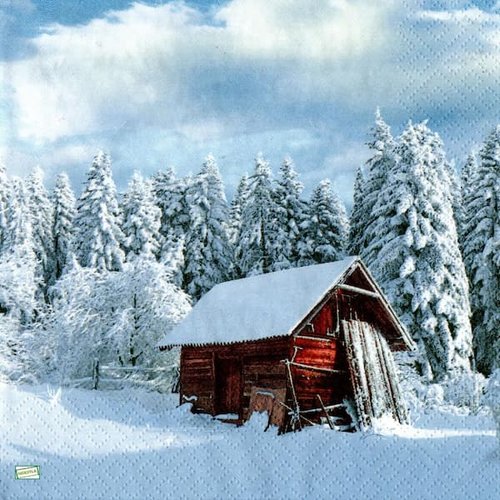 2 serviettes papier - paysage de neige- 61