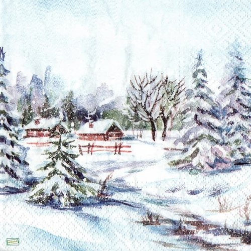 2 serviettes papier - paysage de neige- 65