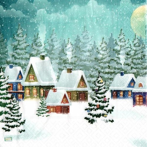 2 serviettes papier - paysage de neige- 74