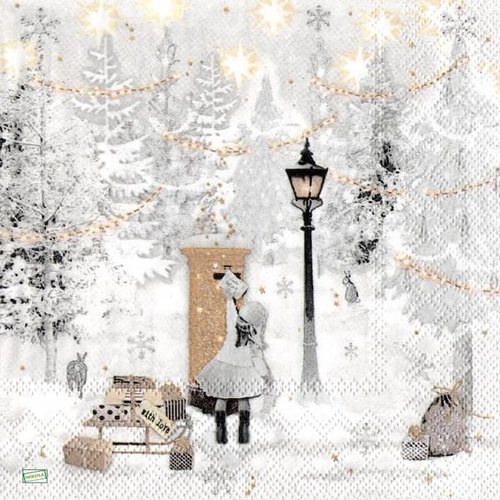 2 serviettes papier - paysage de neige- 77