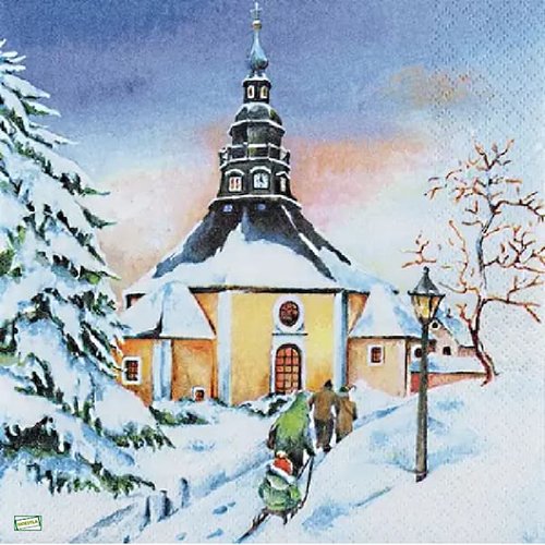 2 serviettes papier - paysage de neige- 78