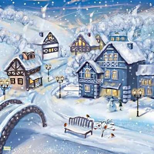 2 serviettes papier - paysage de neige- 79