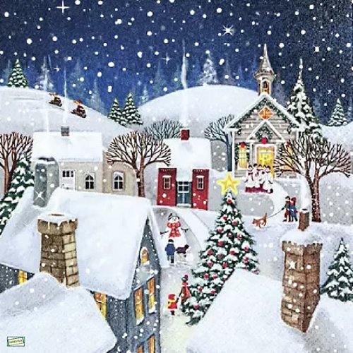 2 serviettes papier - paysage de neige- 81