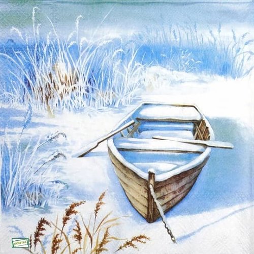 2 serviettes papier - paysage de neige- 83