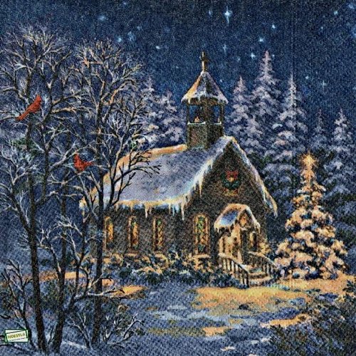 2 serviettes papier - paysage de neige- 84