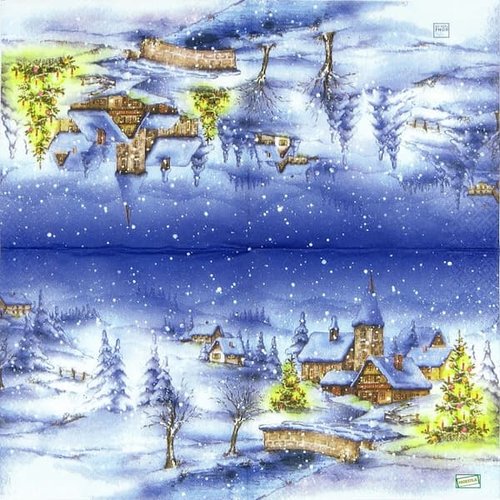 2 serviettes papier - paysage de neige- 85