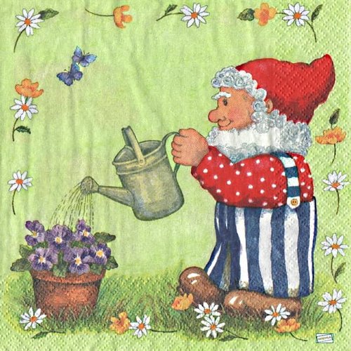 2 serviettes papier - nains.lutins -1