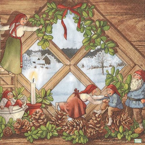 2 serviettes papier - nains.lutins -5