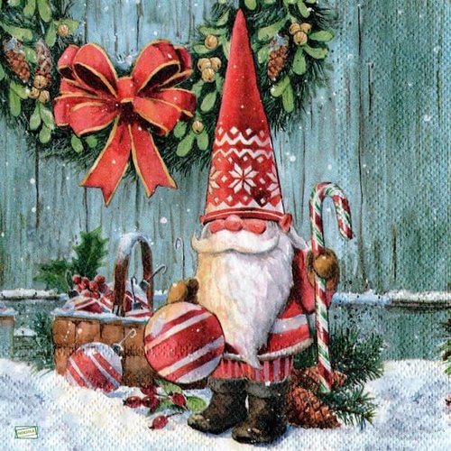 2 serviettes papier - nains.lutins -12