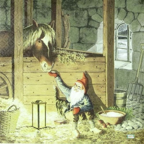 2 serviettes papier - nains.lutins -16