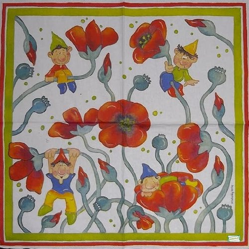 2 serviettes papier - nains.lutins -23