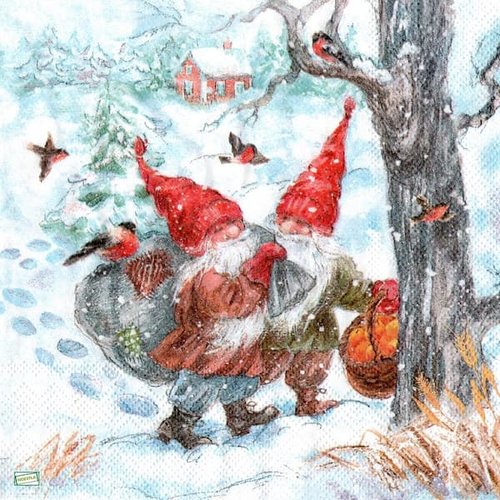 2 serviettes papier - nains.lutins -47