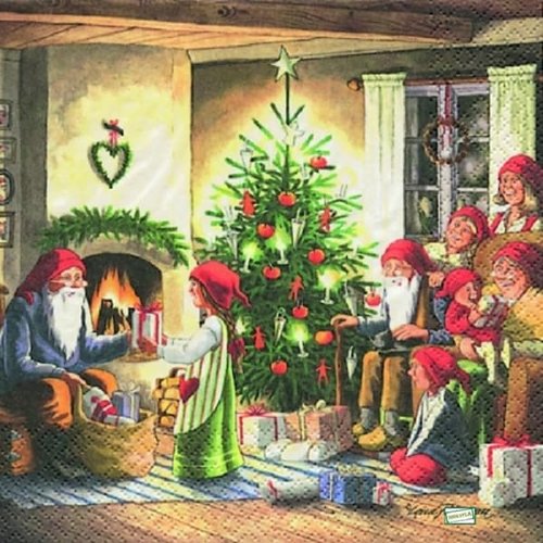 2 serviettes papier - nains.lutins -48